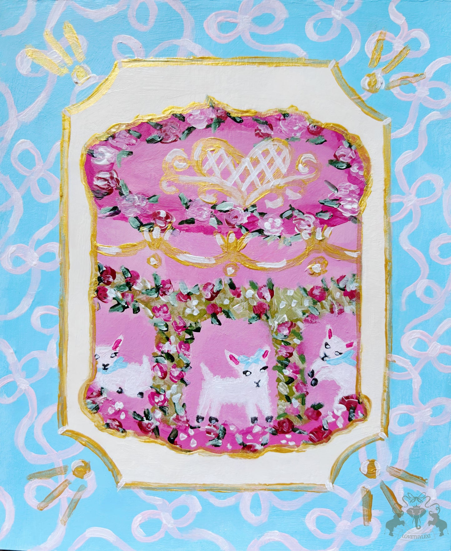 Little Lambs Cake Painting Postcard