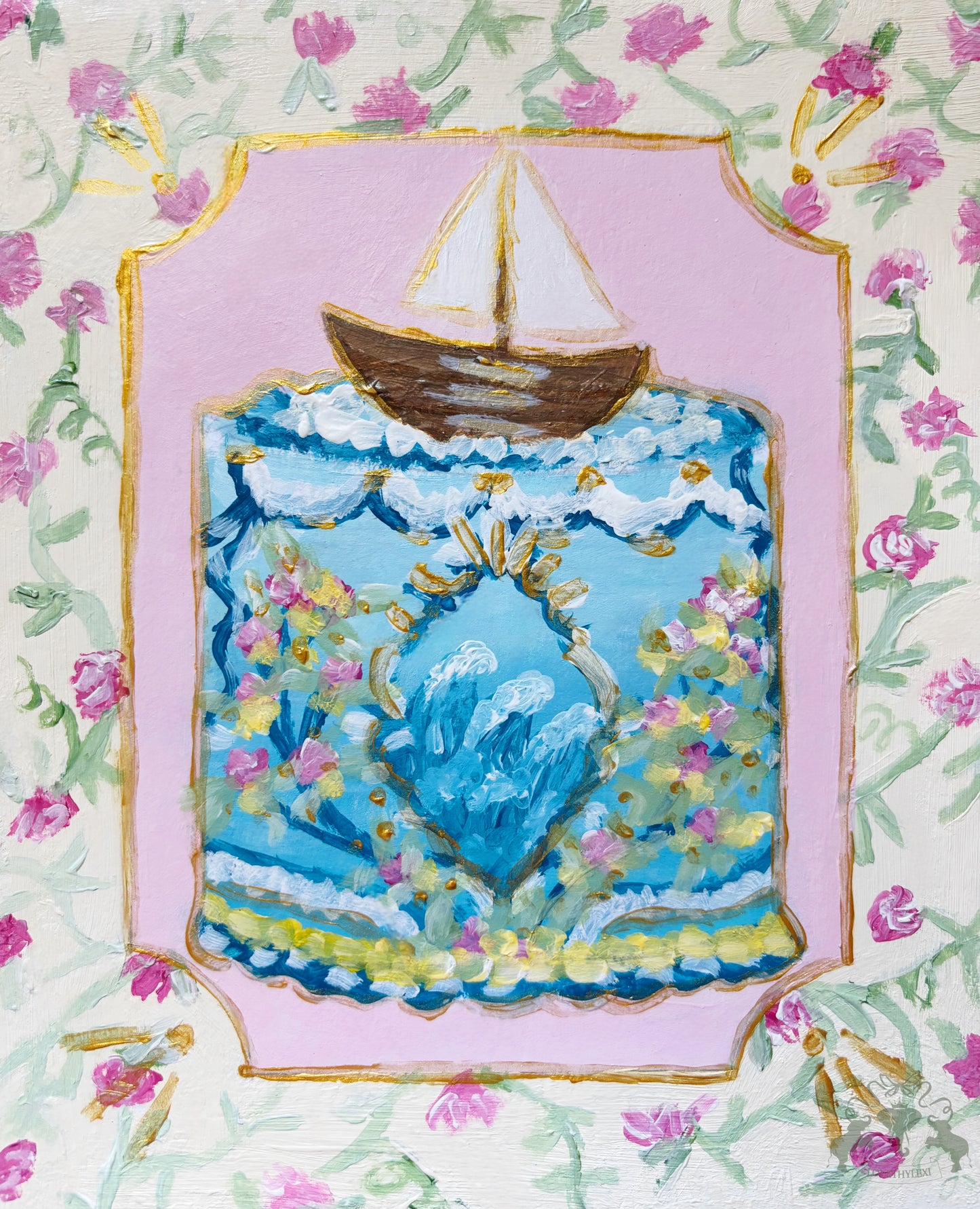 Sailing Ship Cake Painting Postcard