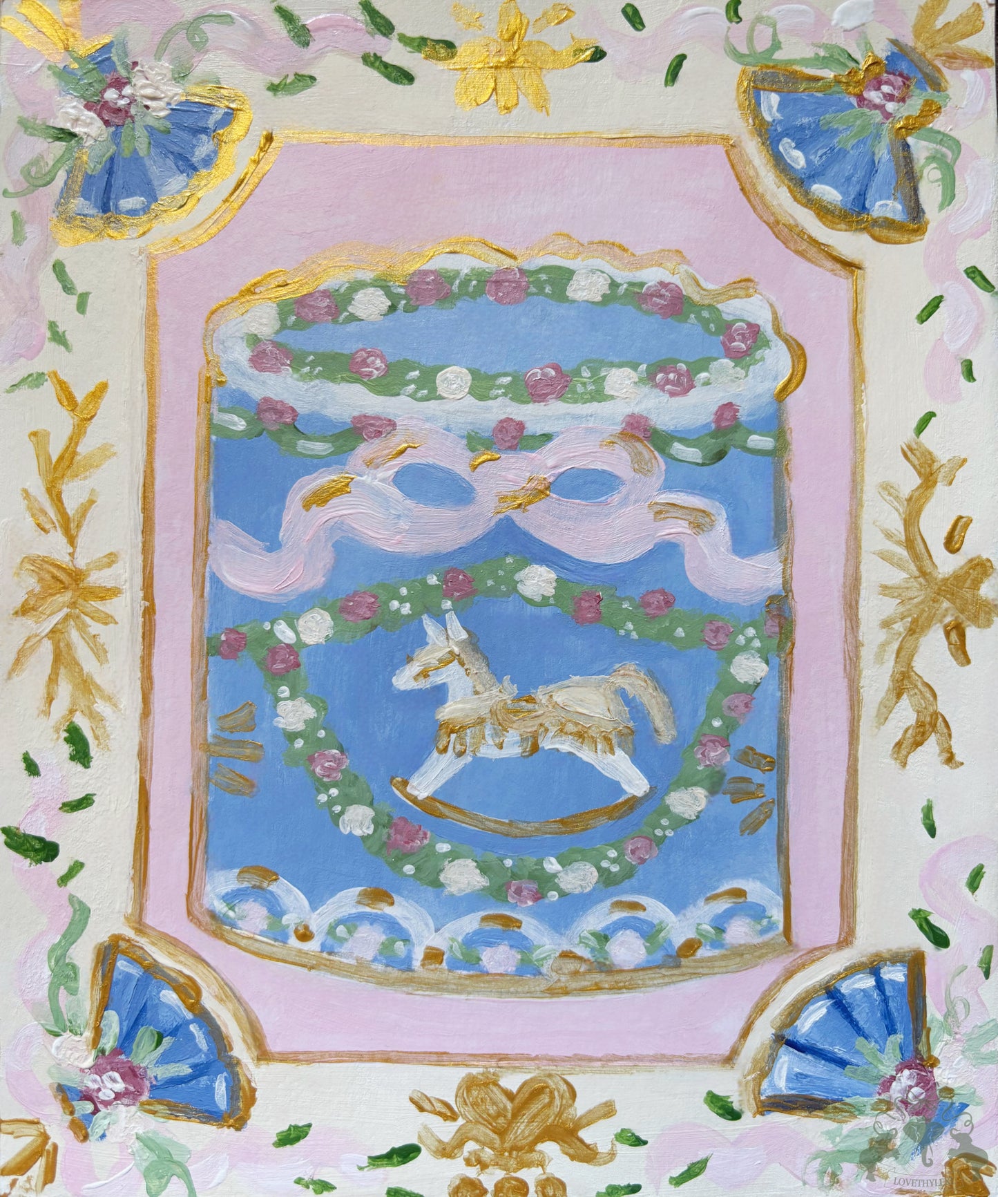 Rocking Horse Cake Painting Postcard