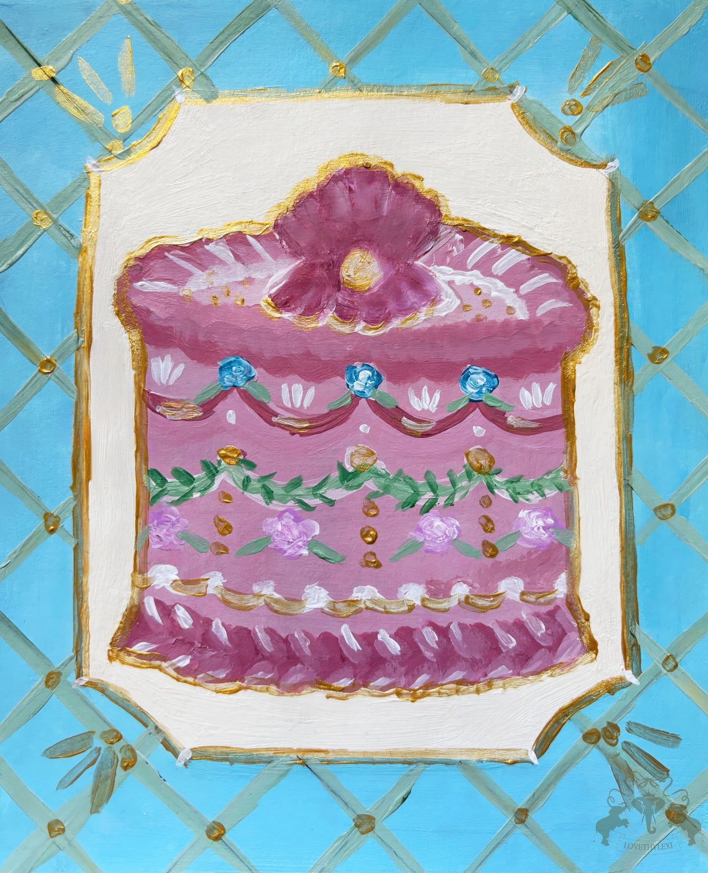 Mermaid Shell Cake Painting Postcard