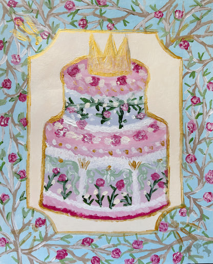 Crown Garden Cake Painting Postcard