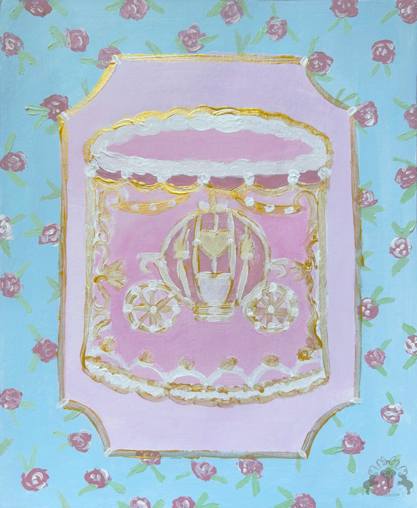 Princess Carriage Cake Painting Postcard