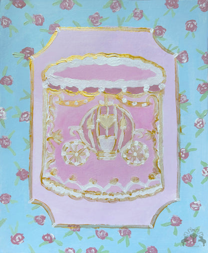 Princess Carriage Cake Painting Postcard