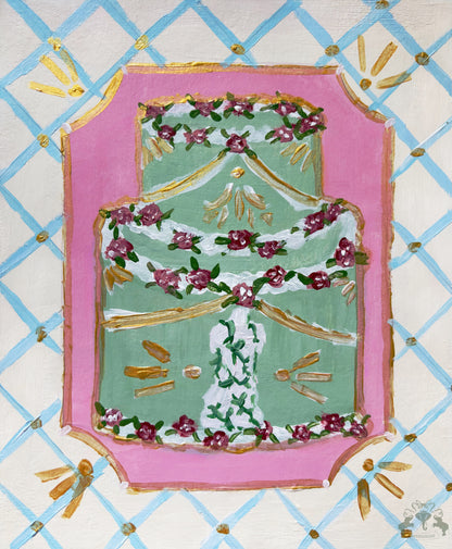 Garden Statue Cake Painting Postcard