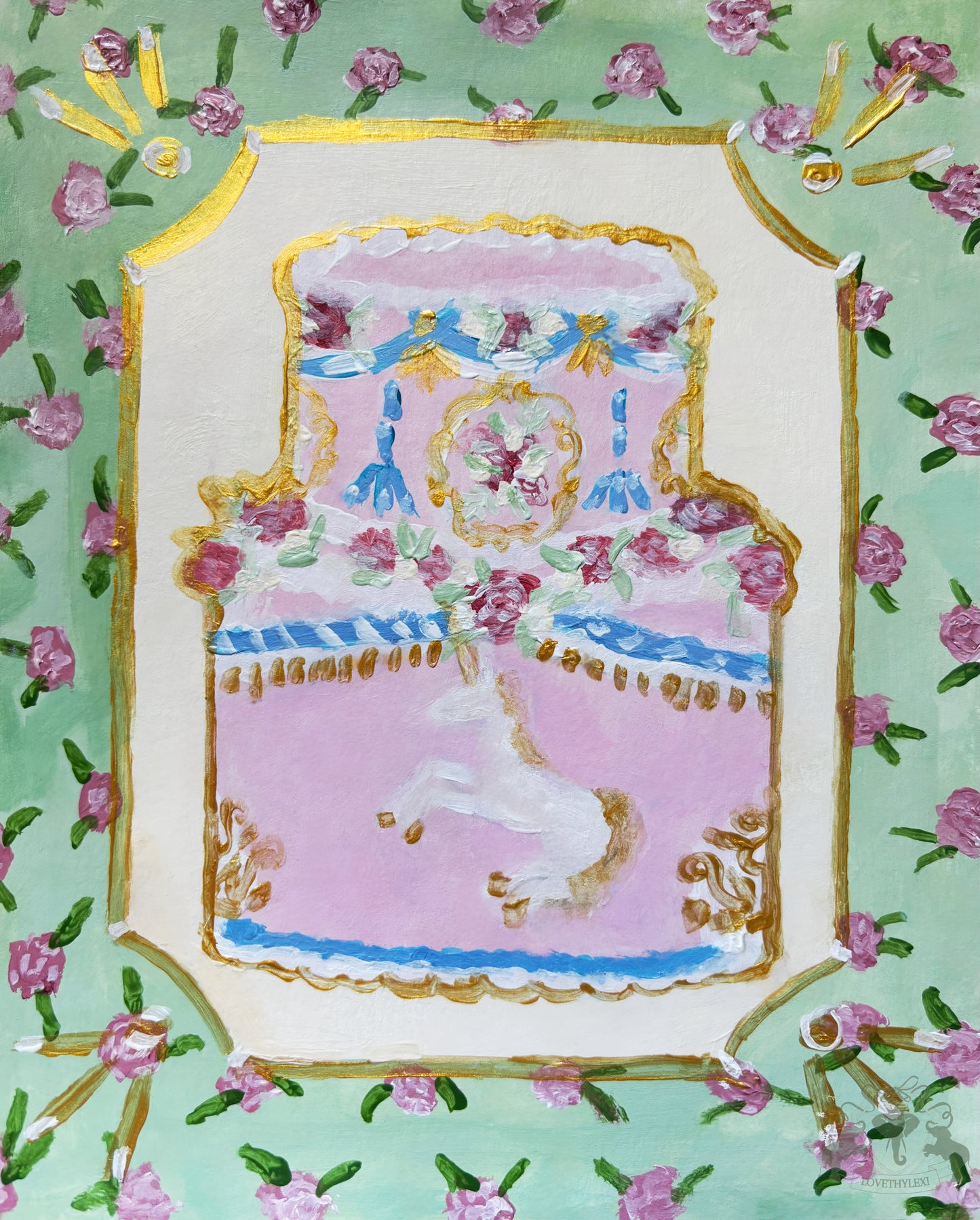 Unicorn Cake Painting Postcard