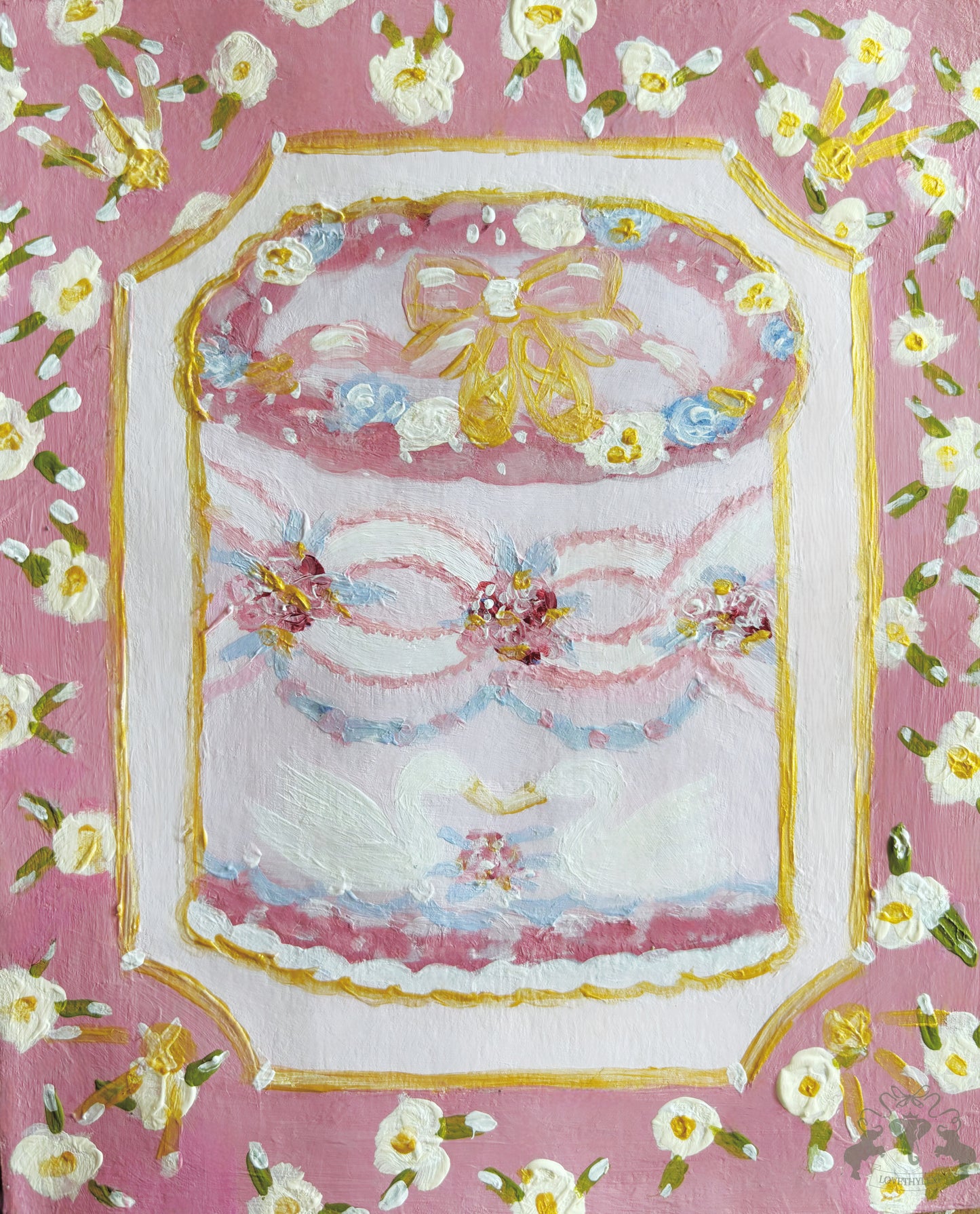 Swan Lovers Cake Painting Postcard