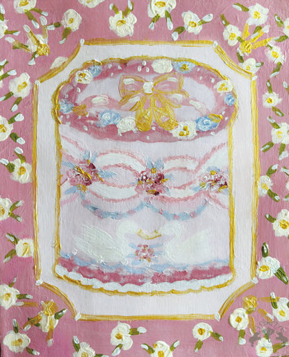Swan Lovers Cake Painting Postcard
