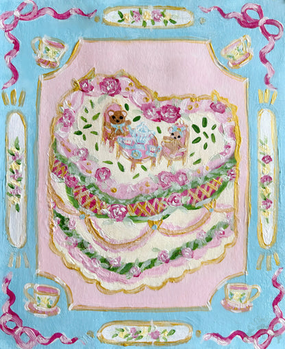 Tea Party Cake Painting Postcard