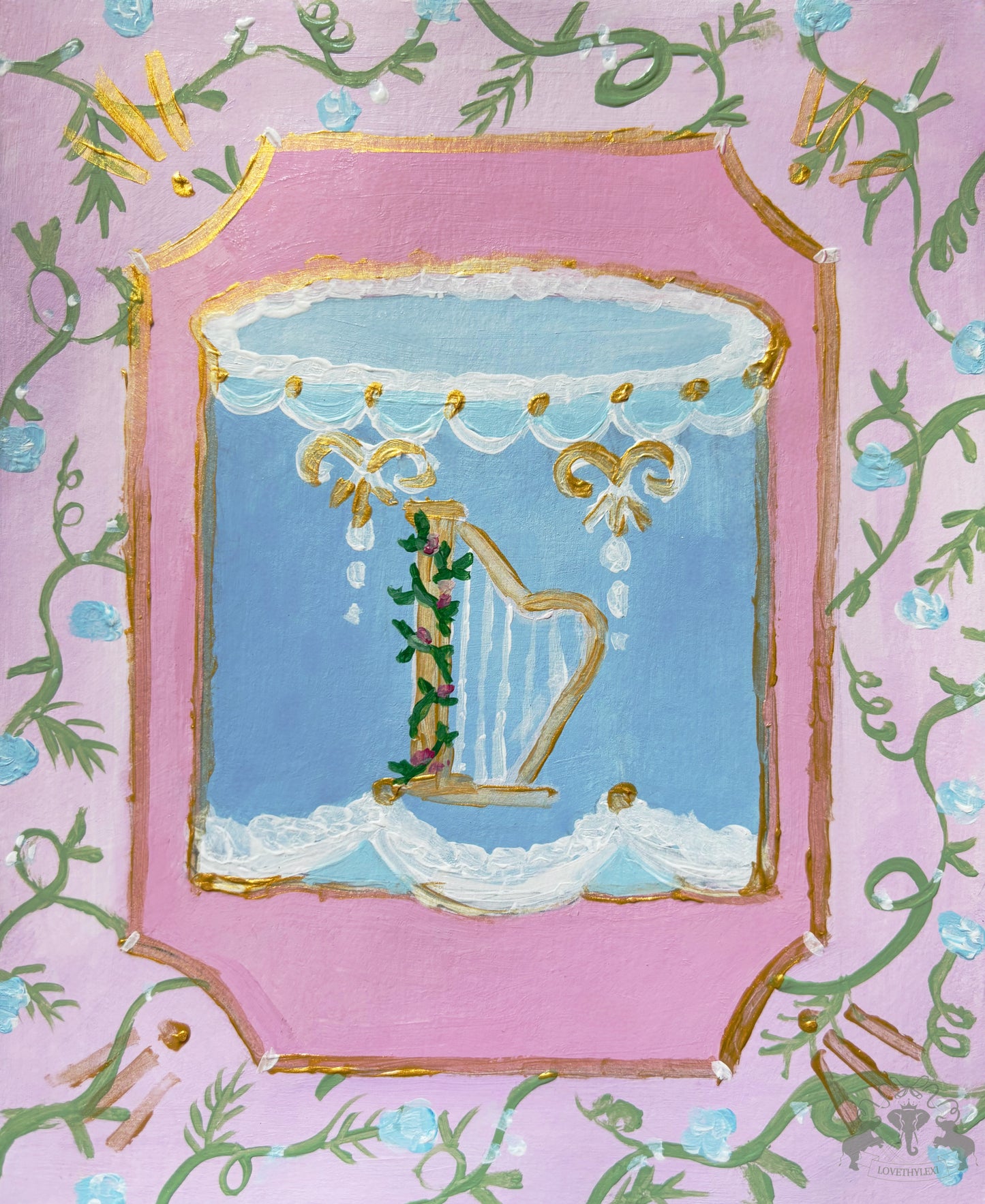 Harp Cake Painting Postcard